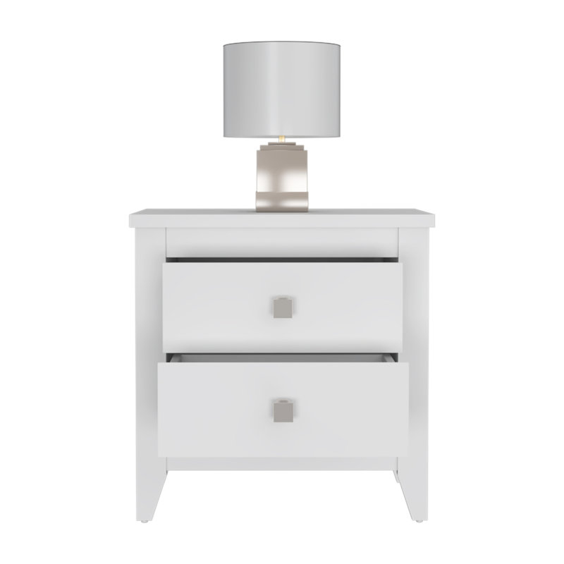 Table de chevet 2 tiroirs Windsor, Blanc