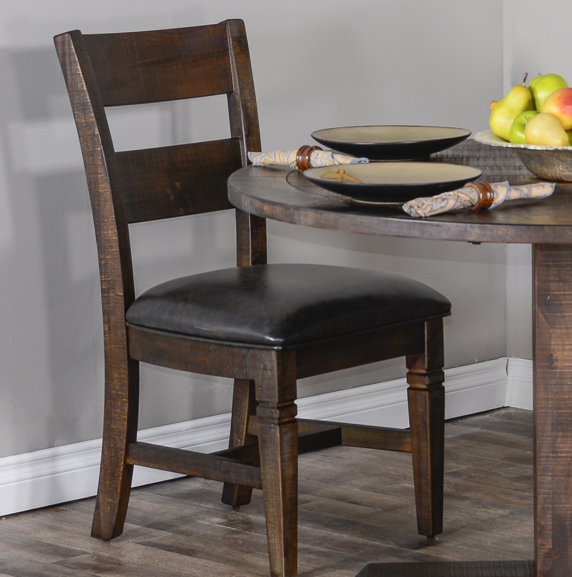 The Twillery Co. Meriwether Solid Wood Ladder Back Side Chair in Dark ...