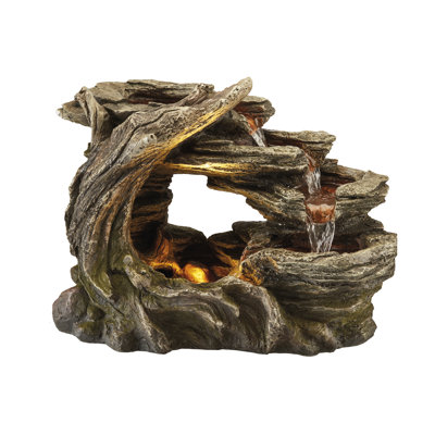 Mobrup Outdoor Weather Resistant Rock Fountain with Lights