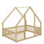 Lit bas en bois pleine grandeur de style chalet avec clôture de protection-524167895