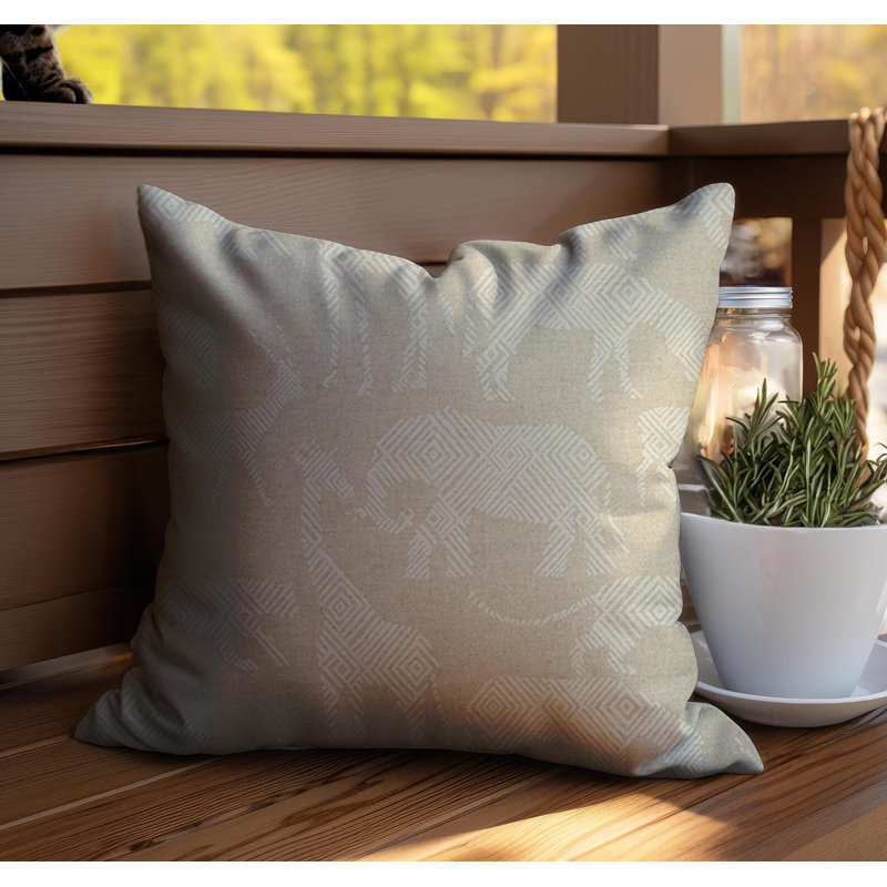 Coussin décoratif réversible en lin Safari, H 15 po x l 15 po