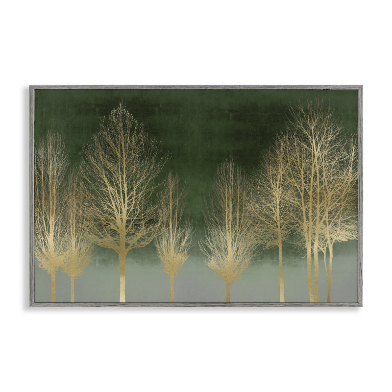 Gold Gradient Forest Framed Giclee, design by Kate Bennett, Farmhouse Gray Framed Giclee, 20" H x 30" W