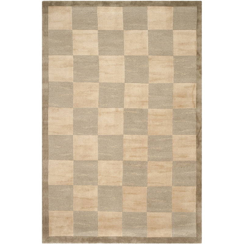 Tibetan Shag Green/Beige Area Rug, Rectangle 8' x 10'