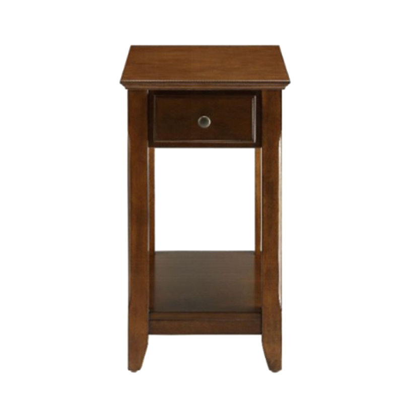 Solid Wood side table Rectangular End Table Desk with Single Drawer, Brown
