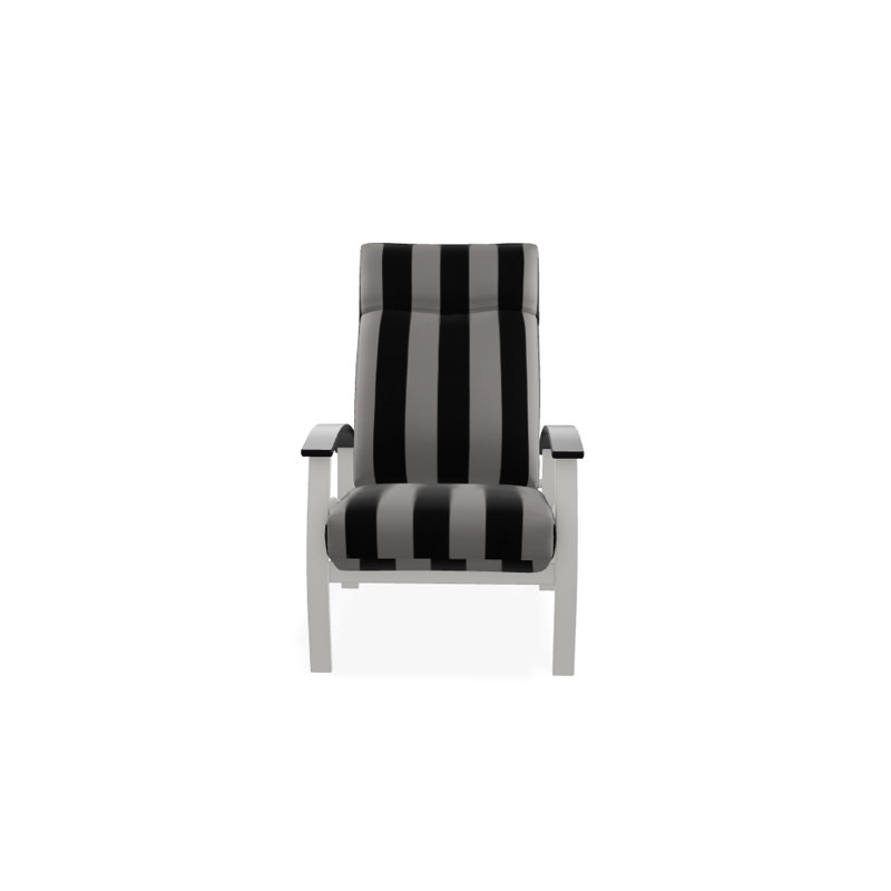 Chaise de patio inclinable avec coussins Askar, Cabana classique à rayures noires Sunbrella®, Neige texturée, Noir P70