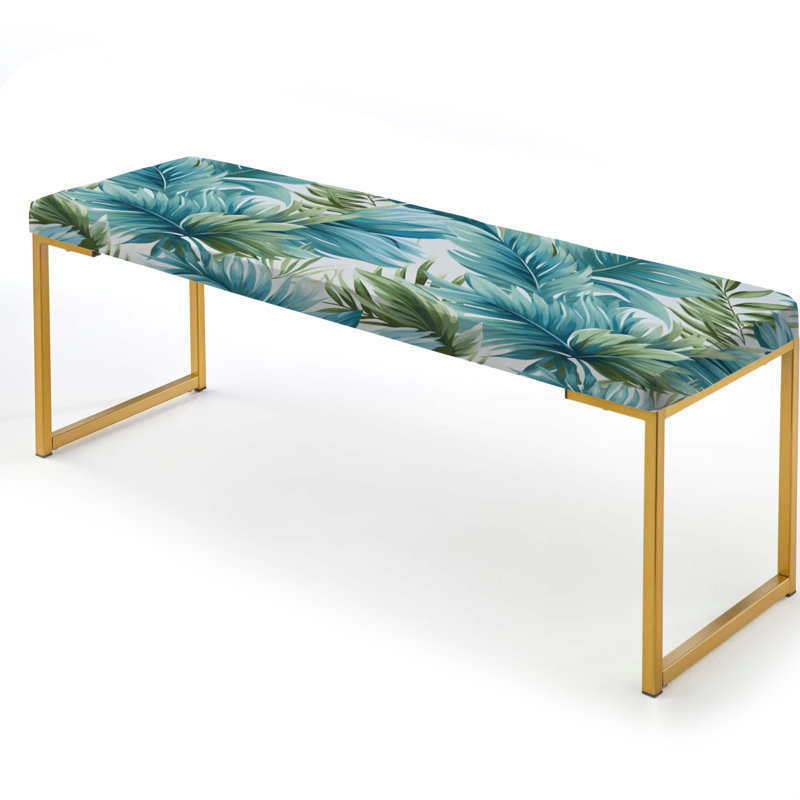 Azure And Green Canopy Tropical Pattern - Tropical Upholstered Gold Bench