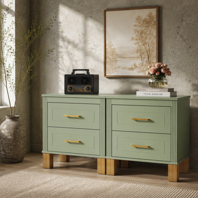 Table de chevet 2 tiroirs Sage Green