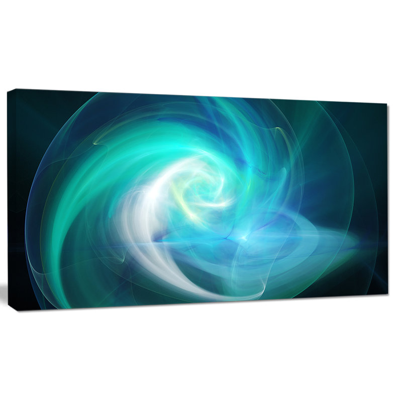 « blue fractal abstract illustration », impression sur toile, H 16 po x l 32 po x P 1 po