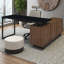 Bureau de direction moderne en L avec crédence de rangement Modern