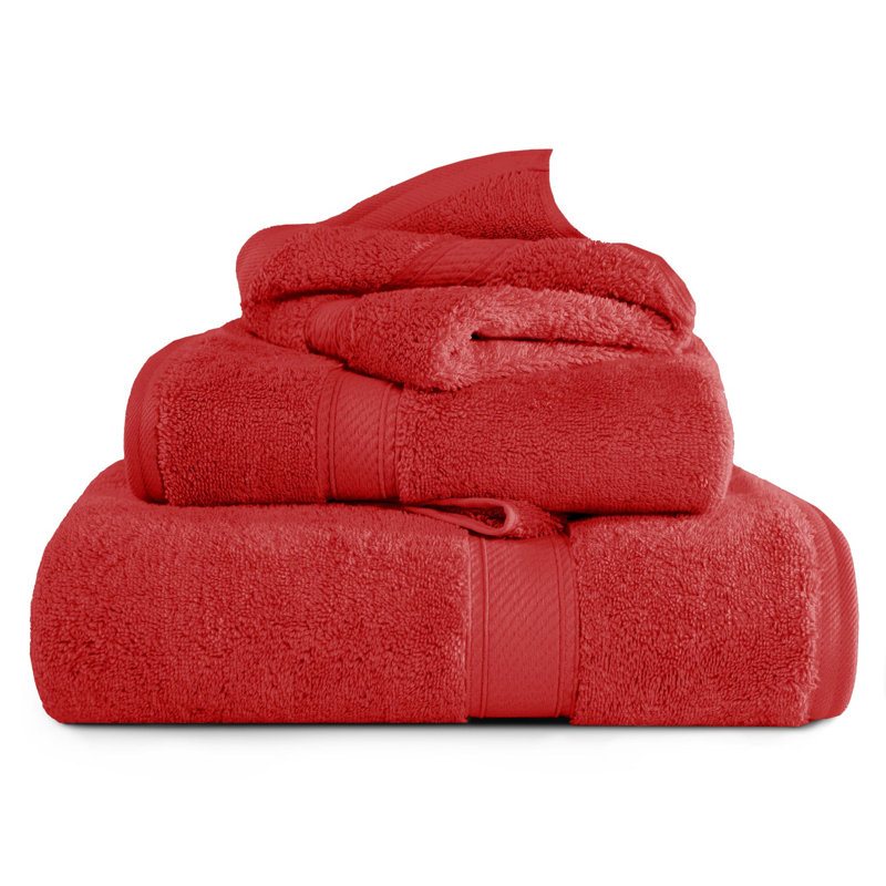 Scotia Egyptian Cotton Bath Towel Set, Red, 3Pc Towel Set  (1Bath, 1Hand, 1Face)