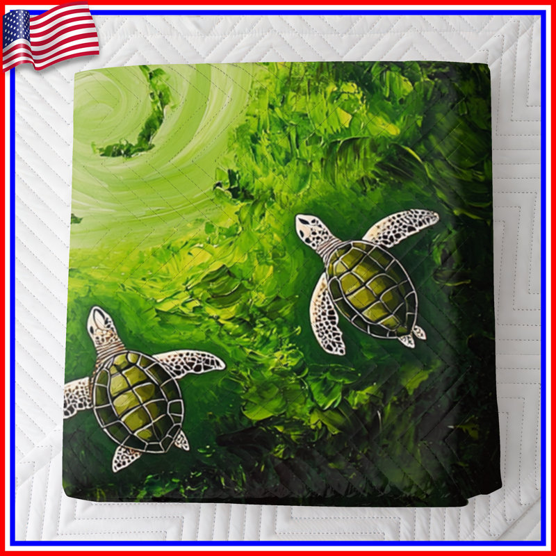 Couvre-lit tortues vertes, Lit simple