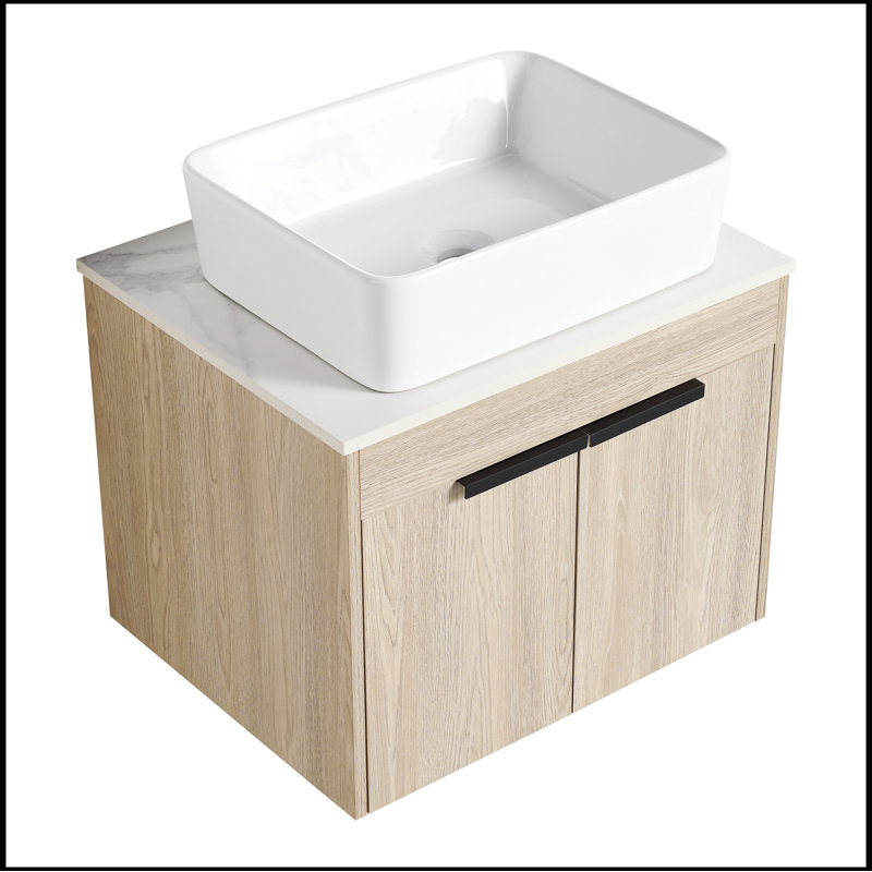 Ensemble de meuble-lavabo mural 24 po avec lavabo en céramique Modern Design