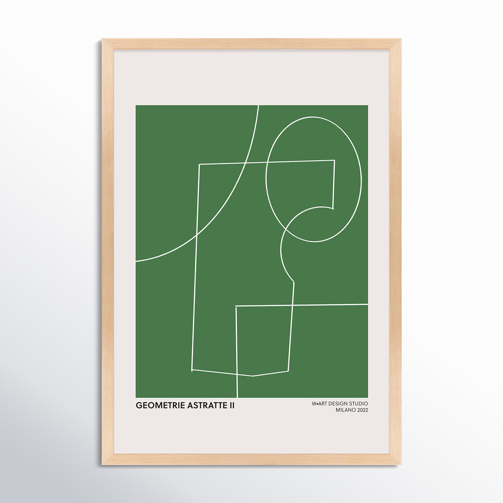 Caila "Geometric Abstraction in Green" Print, 38" H x 26.5" W x 1.25" D, Maple