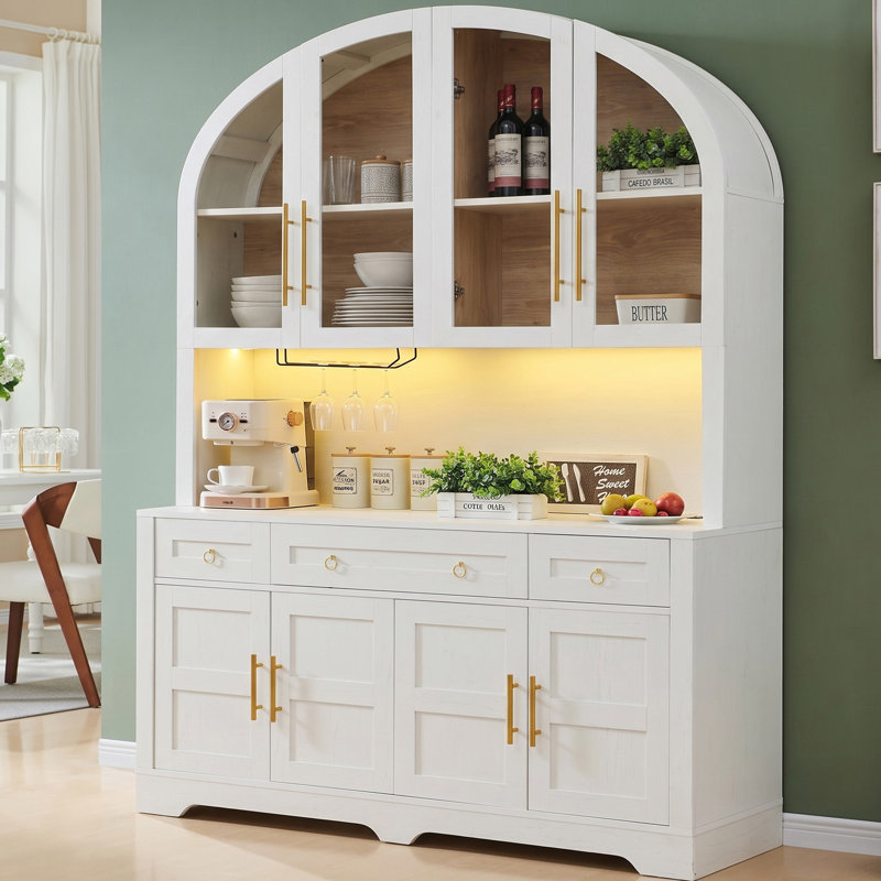 Grand garde-manger arqué 76 po avec lumière DEL, White