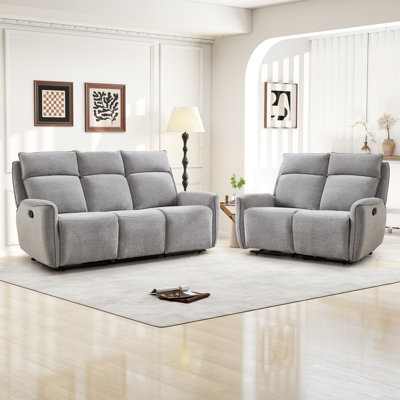 Ensemble de salon inclinable manuel 2 pièces en chenille moderne 2 pièces