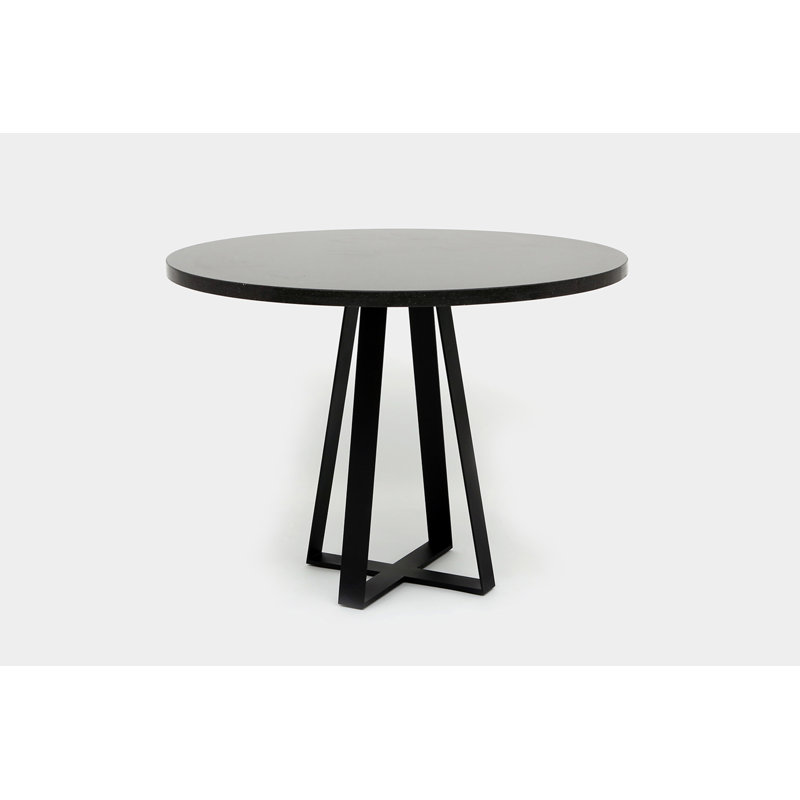 Sea Smoke Round Stone Dining Table, Belgium Black, 48" W x 48" L