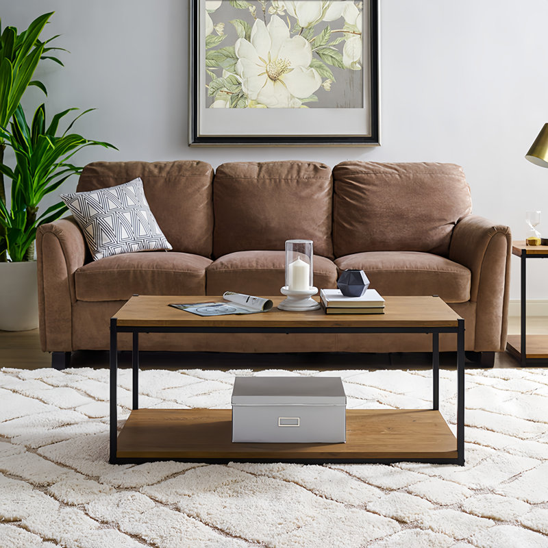 Harless Coffee Table with Storage - Living Room Center Table, Brown/Black