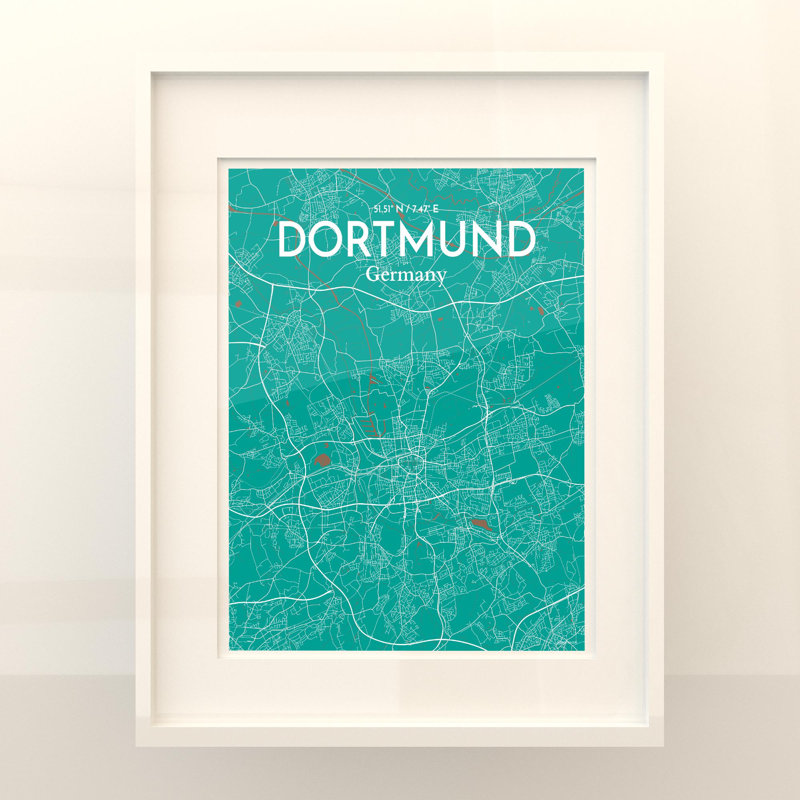 Dortmund City Map In Nature - No Frame Print, 20cm H x 16cm W x 0.05cm D