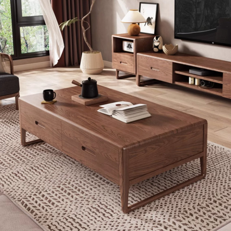 Retro solid wood design coffee table