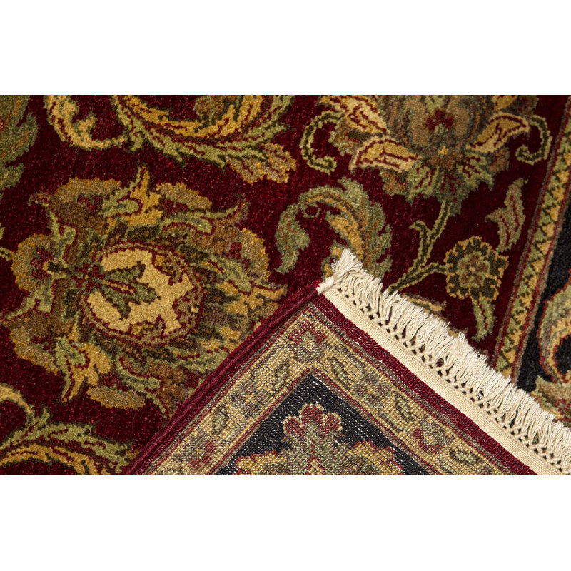 Hand-Knotted High-Quality Red and Black Area Rug