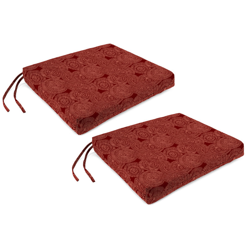 Coussin de siège d'extérieur avec attaches 19 po x 17 po (ensemble de 2)