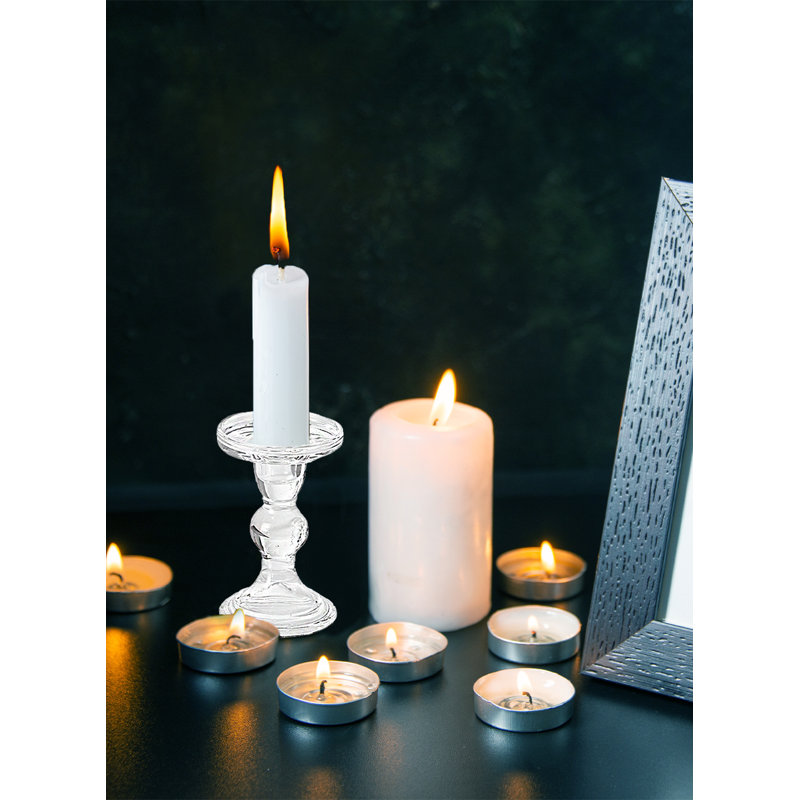 Ensemble de support chandelles de table en verre 6 pièces, H 5,5 po x l 3,25 po x P 3,25 po