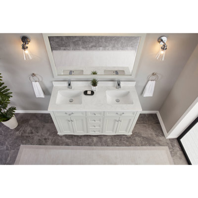 60" Solid Wood Sink Vanity  With 1' Artificial Stone Top