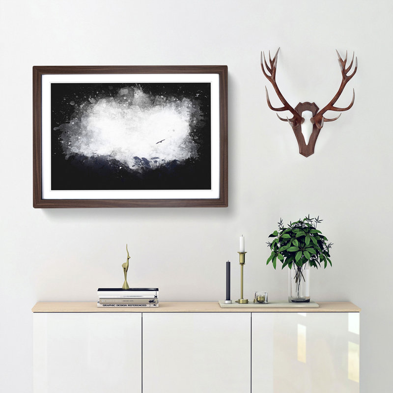 Eagle Flying Over Colca Canyon Paint Splash - Picture Frame Graphic Art, 24cm H x 33cm W x 2cm D, Walnut Framed