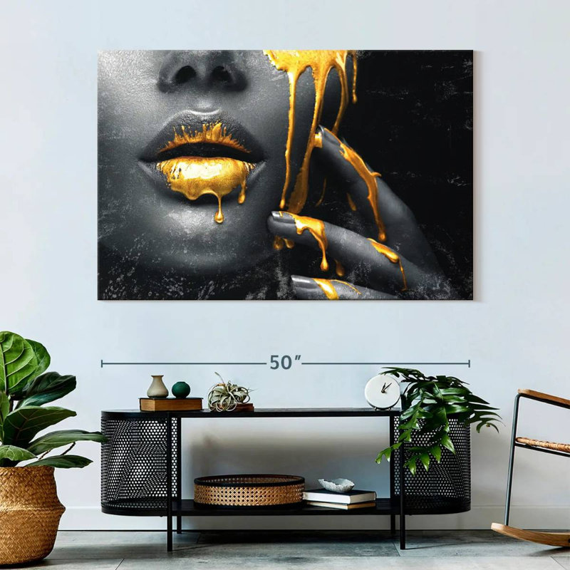 Impression sur toile Grunge Gold, H 51 po x l 34 po x P 1,25 po