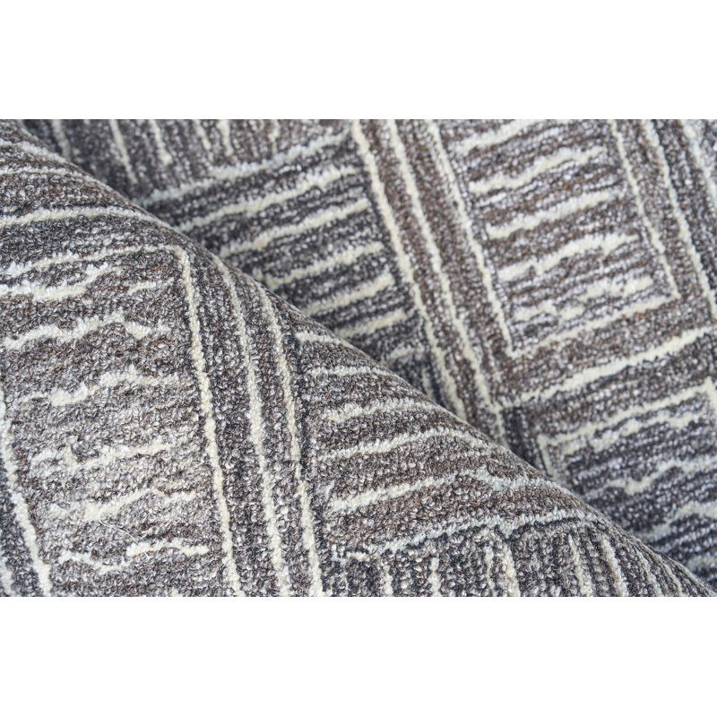 Naturals Hand Tufted Geometric Area Rug in Charcoal/Ivory/Silver, Rectangle 8' x 10'
