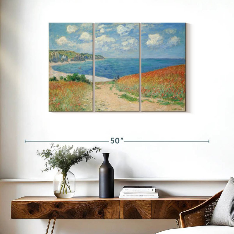 Sebbie Path In Wheat Fields At Pourville, 24" H x 38" W