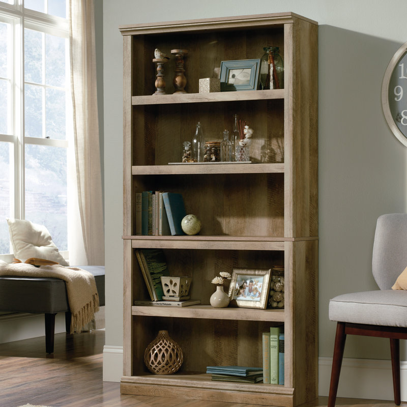 A sleek 5-shelf bookcase for organizing books and accessories in any room., Light Brown