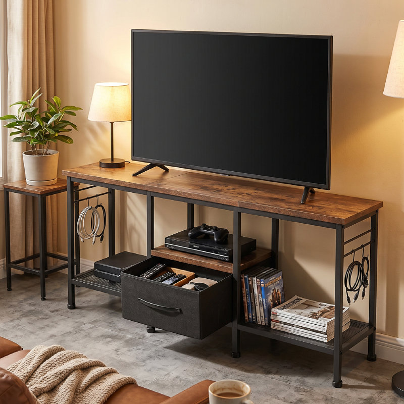 Meuble télé avec tiroir en tissu et meuble télé pour téléviseur de 55 po ou moins
