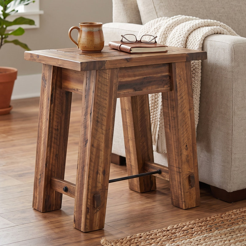 Solid Wood Farmhouse Accent Table, 27"W