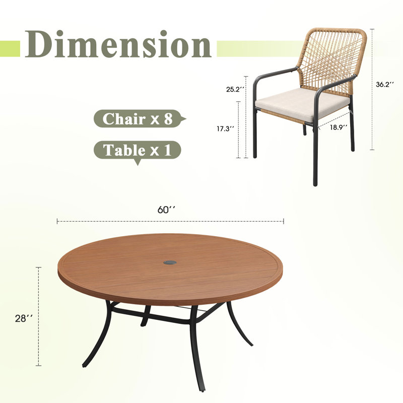 Brasseur avec chaises rembourrées, Brown
