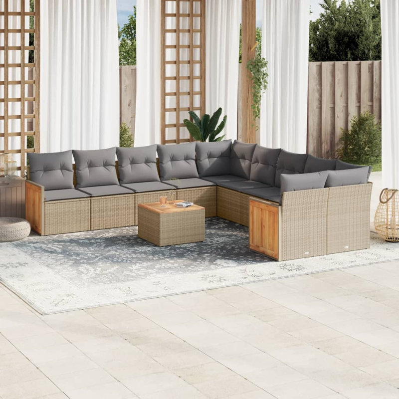  Ensemble de canapé de jardin beige et gris clair