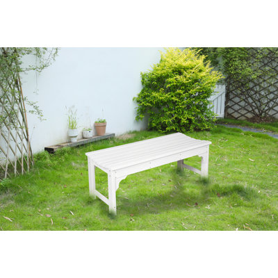 Backless HDPE Adirondack Bench With Wood Texture, Poly Lumber Seat For Patio, Backyard, Balcony, All Weather Resistant With UV Protection by Ebern Designs