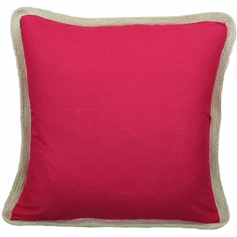 Classic Jute Feather Reversible Throw Pillow, Red, Feathers
