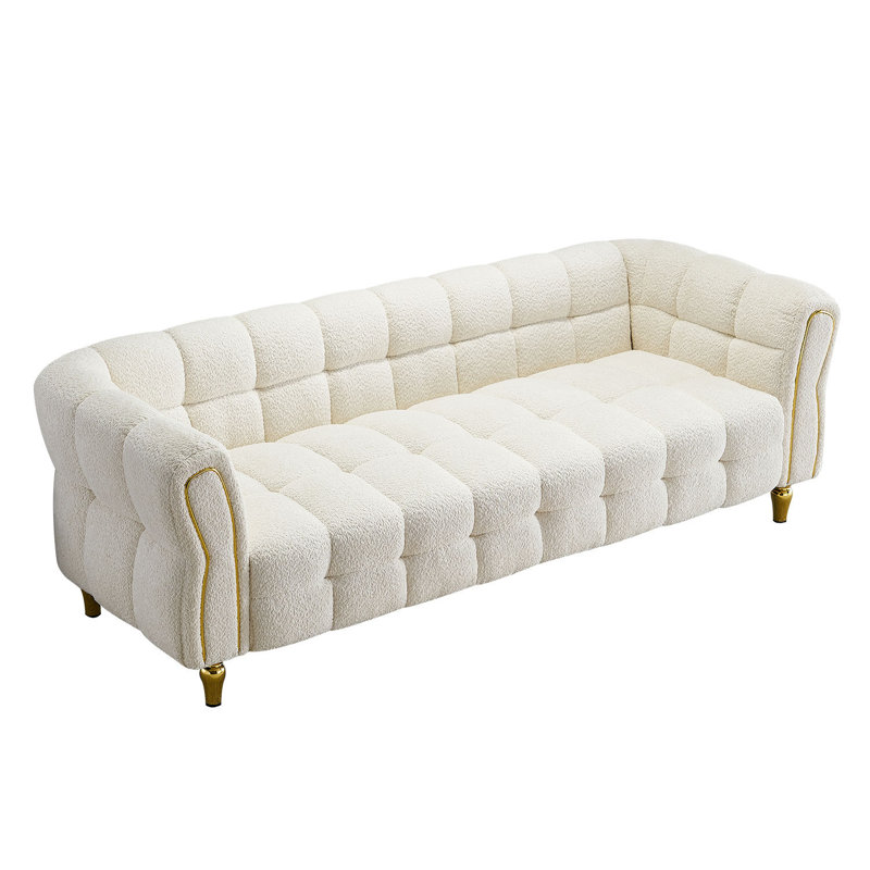 Canapé à accoudoirs évasés 87,01 po Chesterman, Mélange de polyester beige