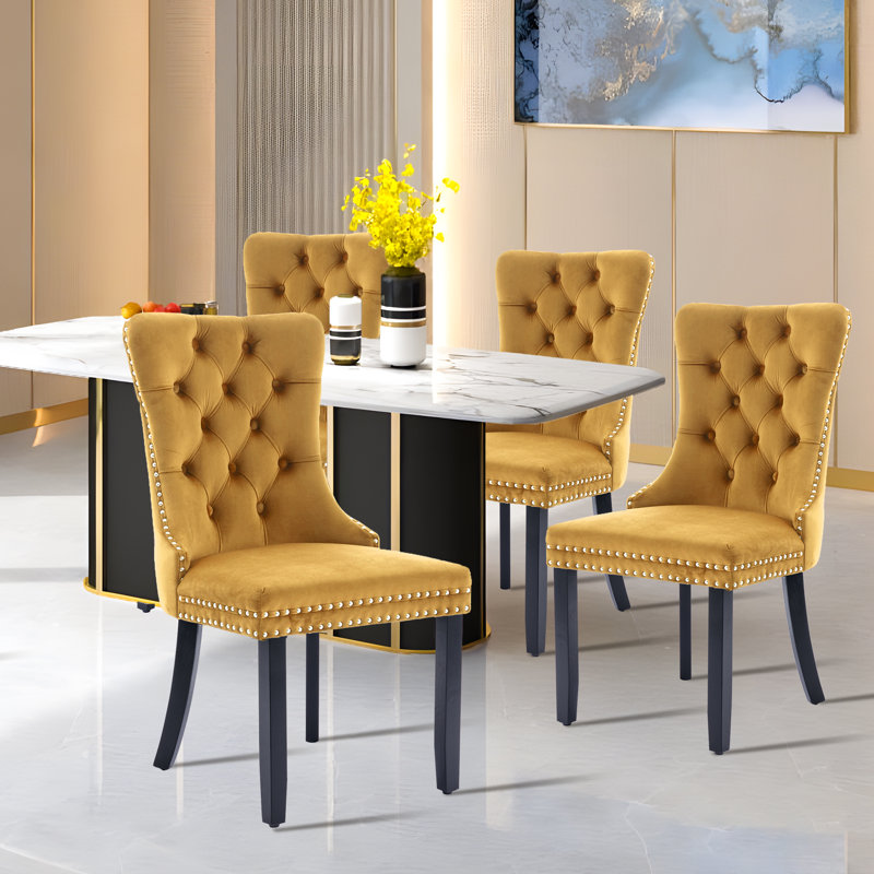 Chaise de salle à manger Kenta, Noir, Jaune