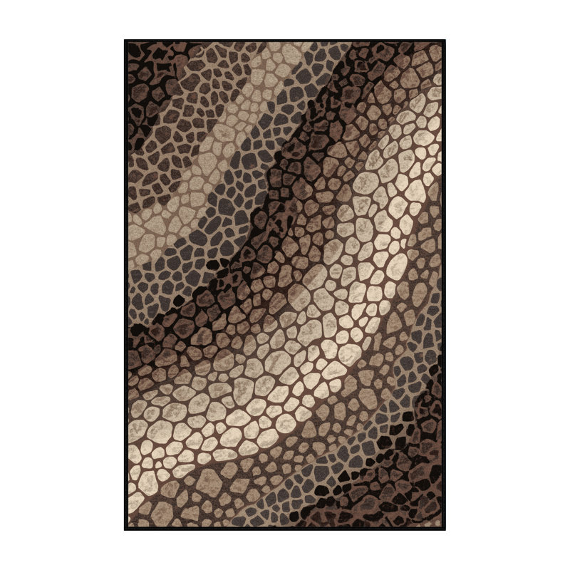 Machine Washable Osnas Stadium Concert Crowd Modern & Contemporary Rug in Brown – Black Binding, 5x8