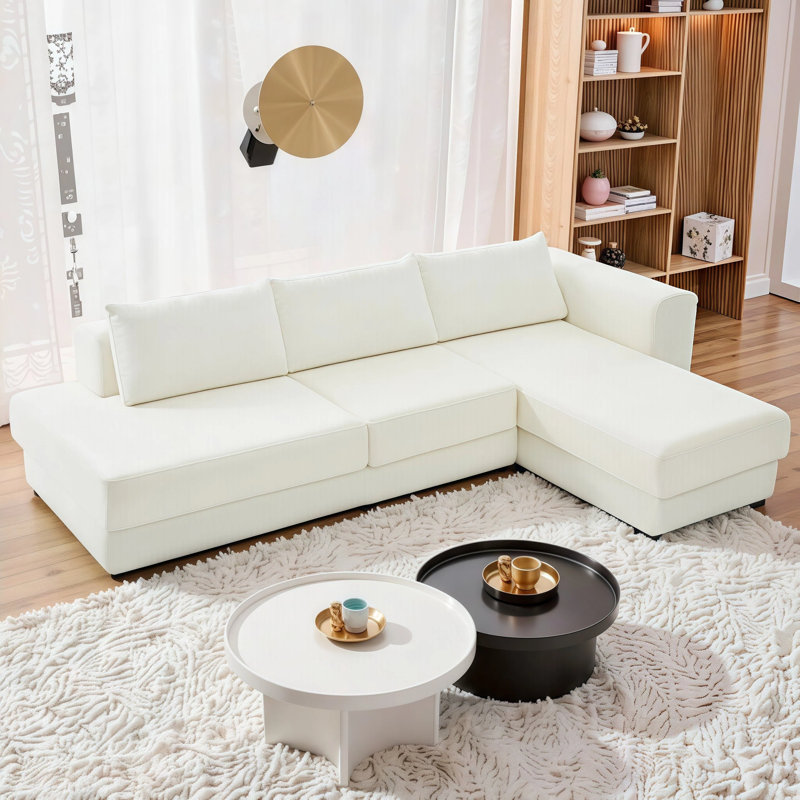 Ensemble de canapé modulaire en L CloudComfort - Canapé modulaire réversible en chenille avec coussins double couche, canapé d'angle de 113 po pour espaces de vie principaux