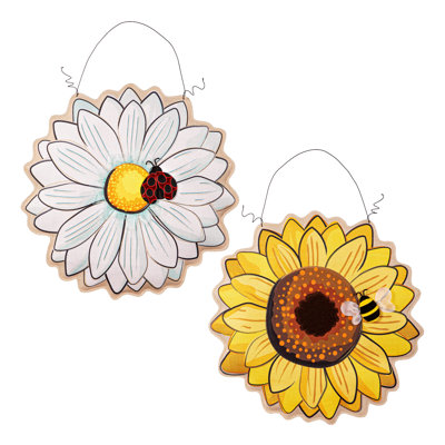Décoration de porte marguerite / tournesol double face
