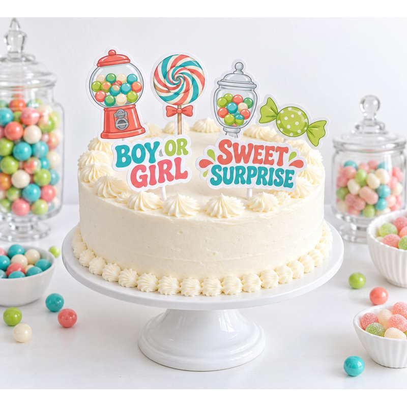 Décorations pour gâteau de révélation du sexe « Petite Surprise », bonbons en papier, garçon ou fille, lot de 6