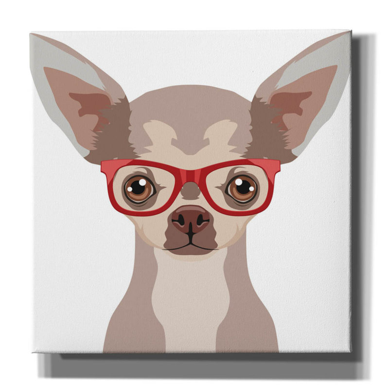 «Chihuahua Porter Hipster Glasses 2» par Furbaby Affiliates, art mural sur toile, H 18 po x l 18 po x P 0,75 po