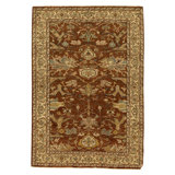 Tapis unique en viscose noué à la main de qualité supérieure de 2 pi x 3 pi en brun / beige / bleu