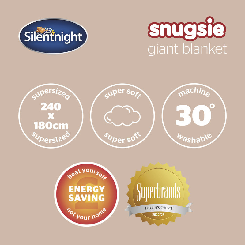 Silentnight Snugsie Giant Throw - 180 x 240 cm - Cable Knit