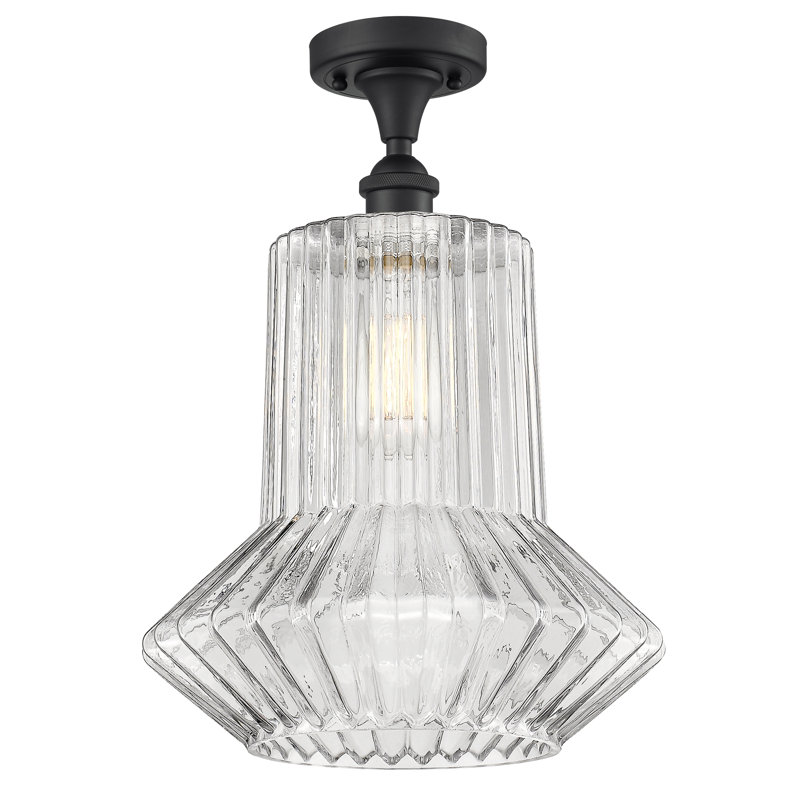 Plafonnier semi-encastré 1 lumière 12 po Perri, Ampoule DEL 6 watts Vinage, Noir mat
