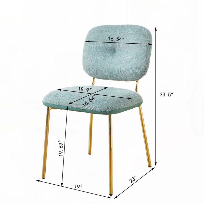 Chaises de salle à manger rembourrées, Vert, Doré