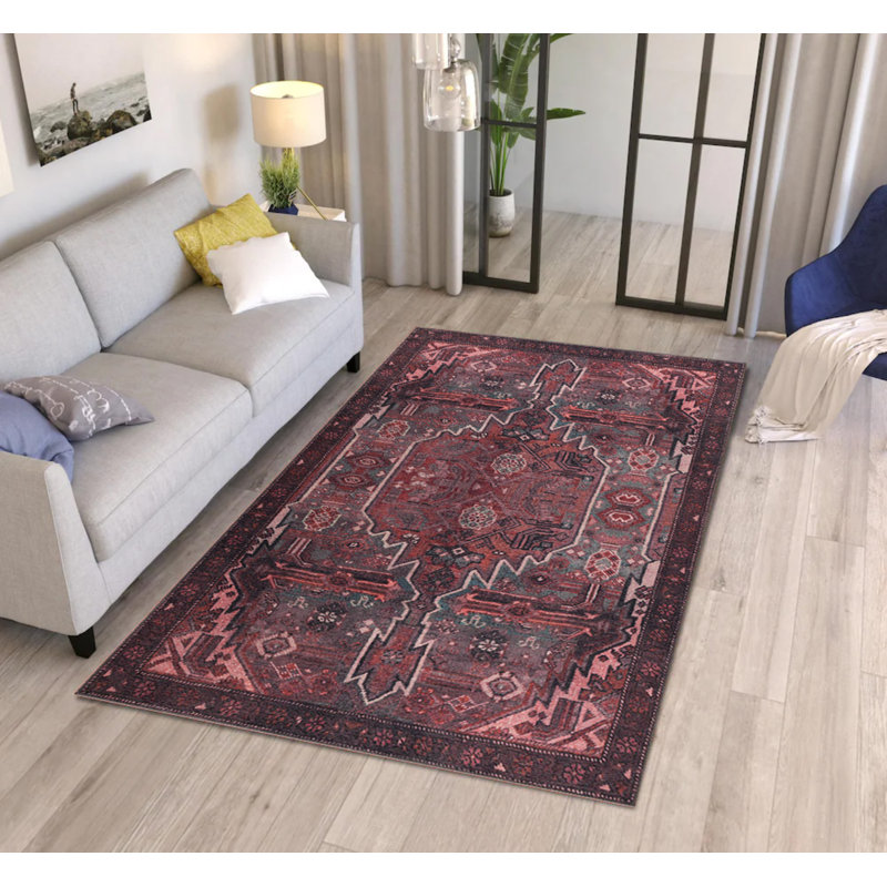 Tapis décoratif bourgogne, Rectangle 4 pi 8 po x 6 pi 3 po